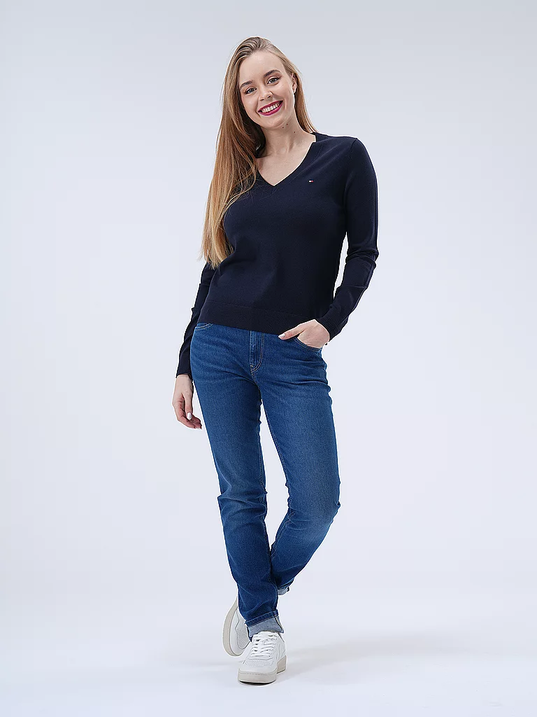 Tommy Hilfiger Polo à Manches Longues Stitch V-n Desert Sky L Femme 3